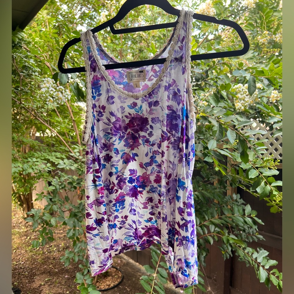 La Hearts Open Back Blue/Purple Floral Too